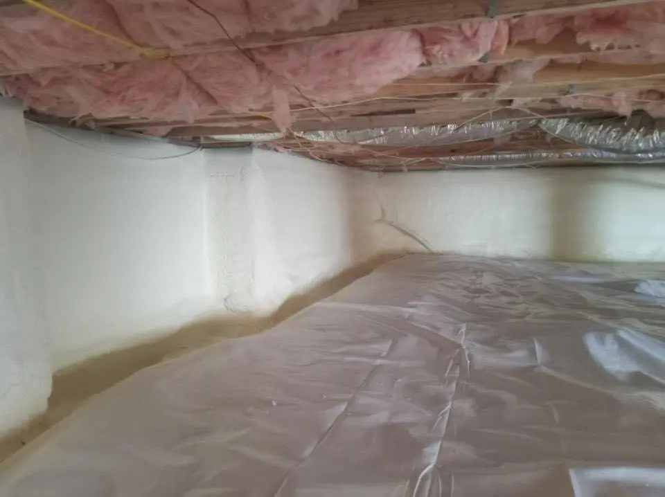 Crawl space encapsulation with closed-cell spray foam for Attic Insulation in East Providence